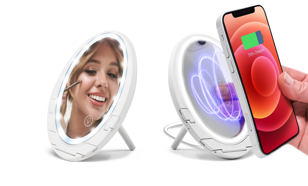 Tech Theory Portable LED Vanity Mirror with Qi Wireless Charging