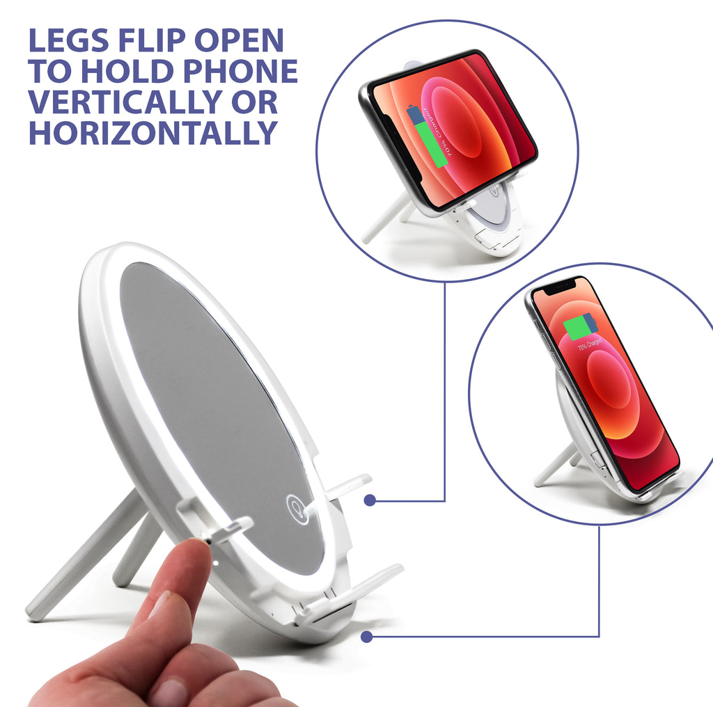 Tech Theory Portable LED Vanity Mirror with Qi Wireless Charging