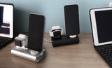 130-3 in 1 Charging Stand for iPhone, Airpods, & Apple Watch Silver