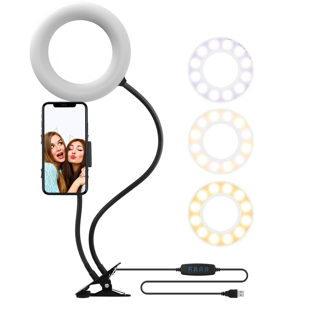 U-Stream Selfie Studio Gift Set w/ 6” Ring Light Stand, Selfie Clip Light & 6 Ft LED Light Strip