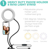 U-Stream Selfie Studio Gift Set w/ 6” Ring Light Stand, Selfie Clip Light & 6 Ft LED Light Strip