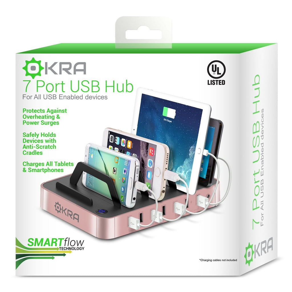 7-Port Hub USB Desktop Universal Charging Station Multi Device Dock for iPhone, iPad, Samsung Galaxy, LG, Tablet PC and all Smartphones and Tablets