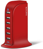6 Port Hub USB Charging Station Red