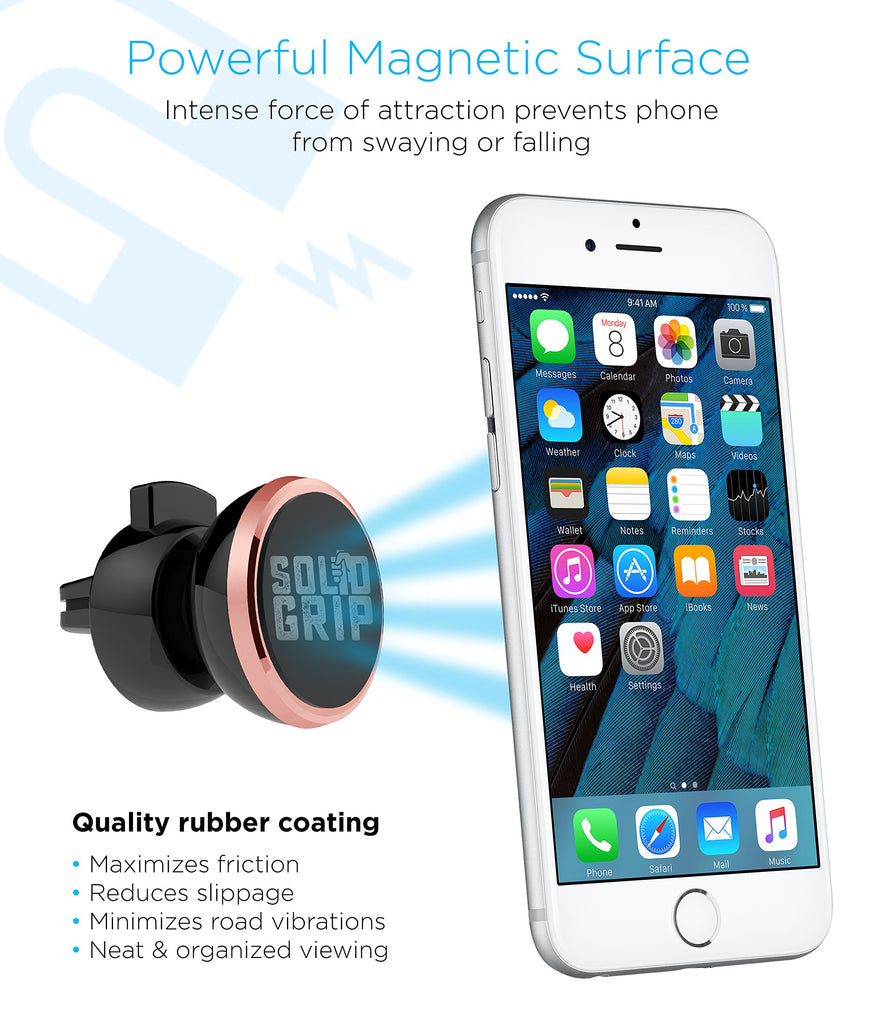 Aduro Solid Grip Magnetic Car Vent Phone Mount for iPhone & Android