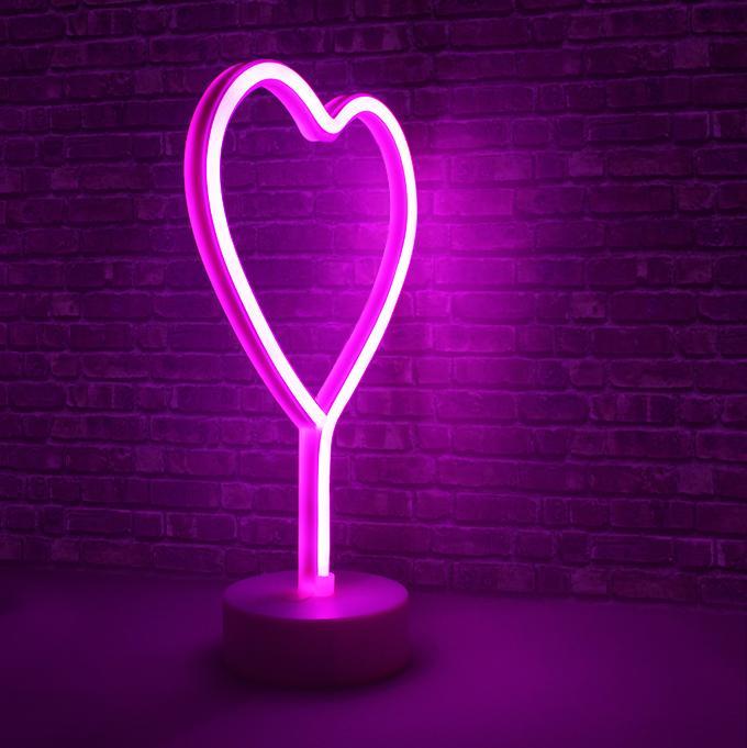 Hearth & Haven Heart Decorative Fluorescent Light Neon Signs Wall Decor Battery Operated